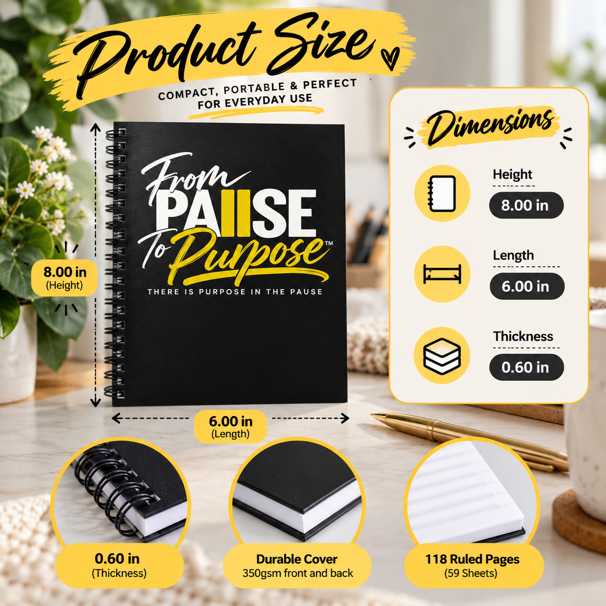 From Pause to Purpose Black Notebook