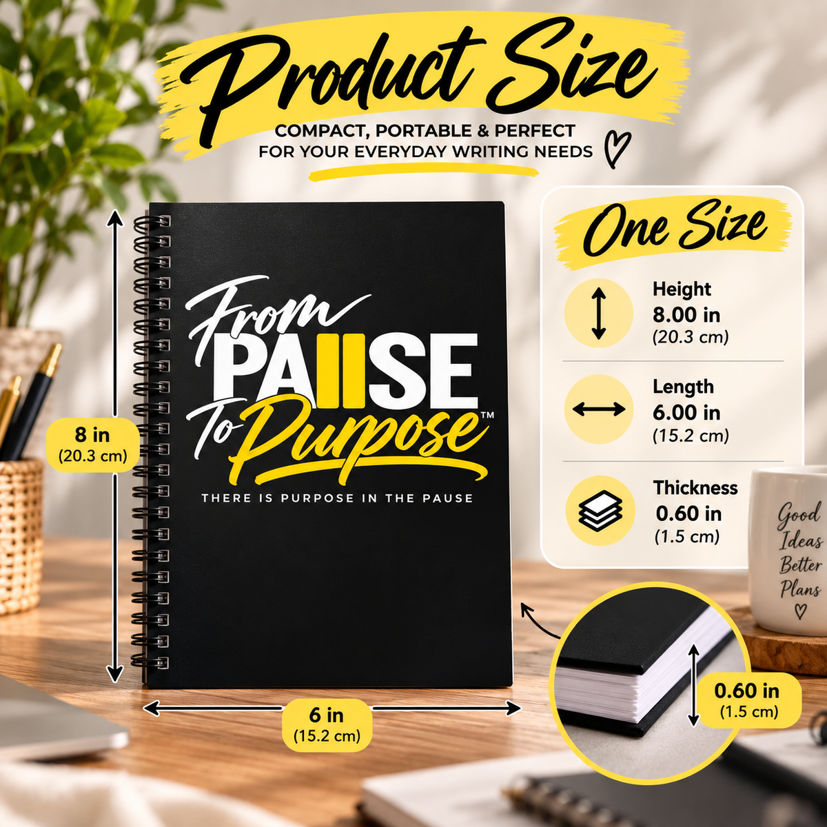From Pause to Purpose Black Spiral Notebook