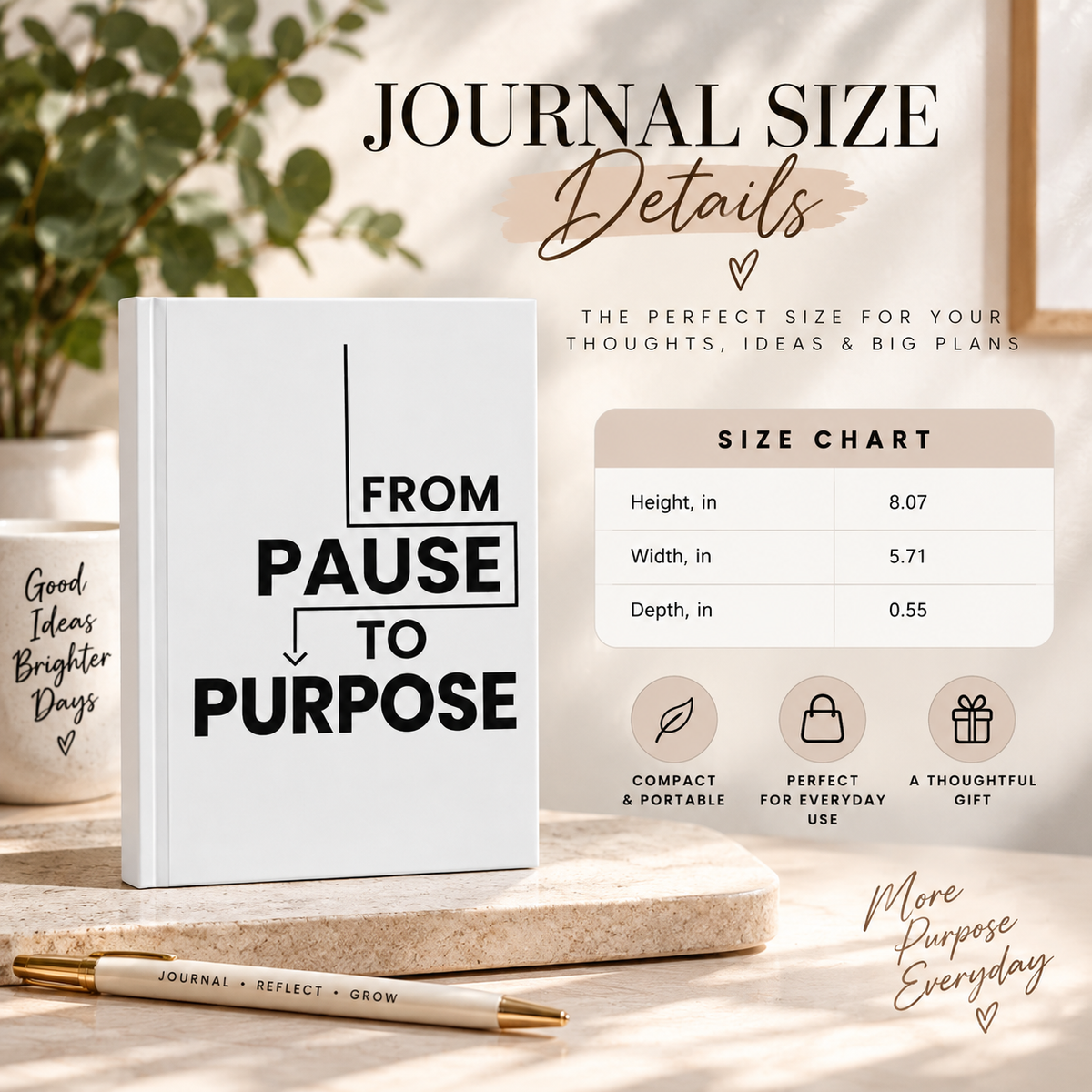 From Pause to Purpose Hardcover Journal