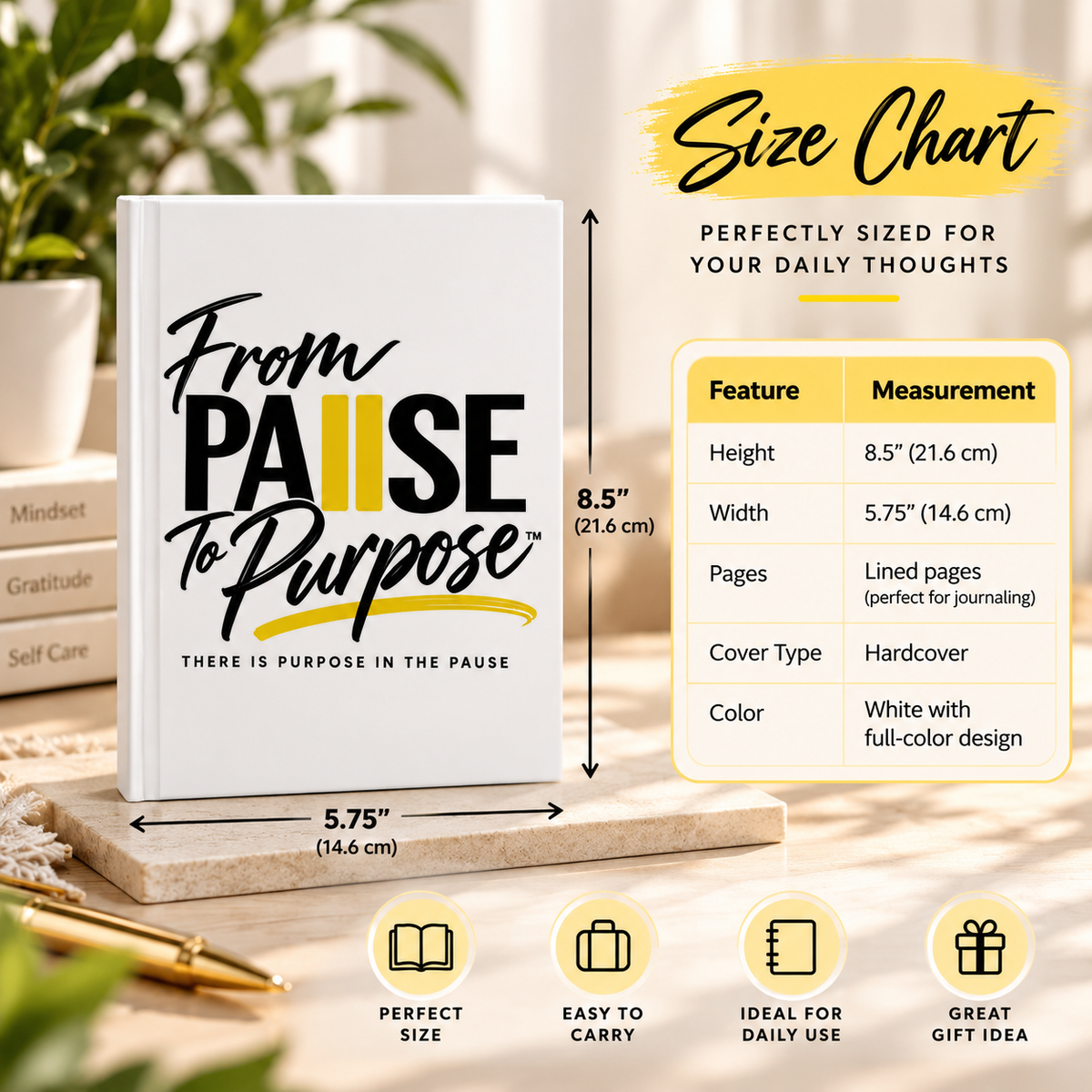 From Pause to Purpose Hardcover Journal