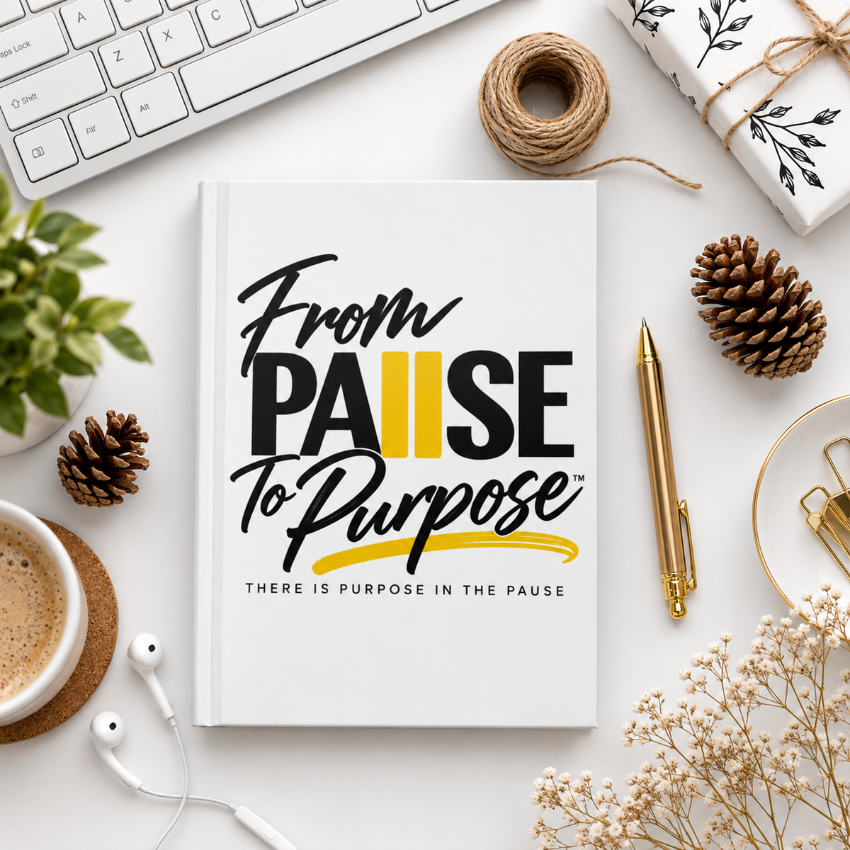 From Pause to Purpose Inspirational Hardcover Journal