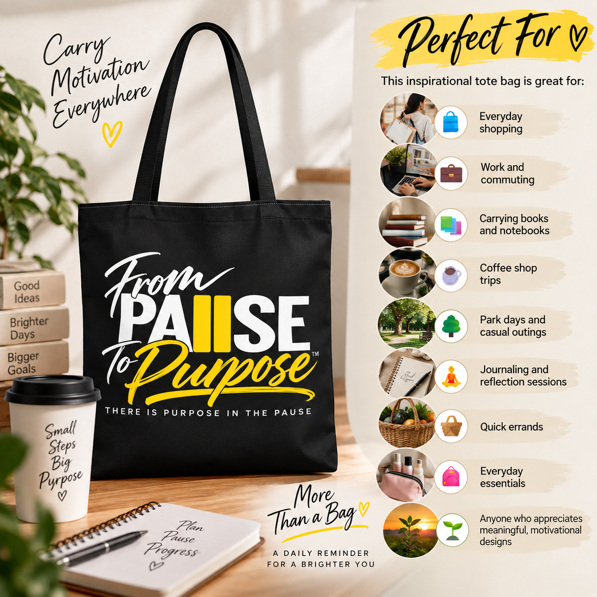From Pause to Purpose Tote Bag