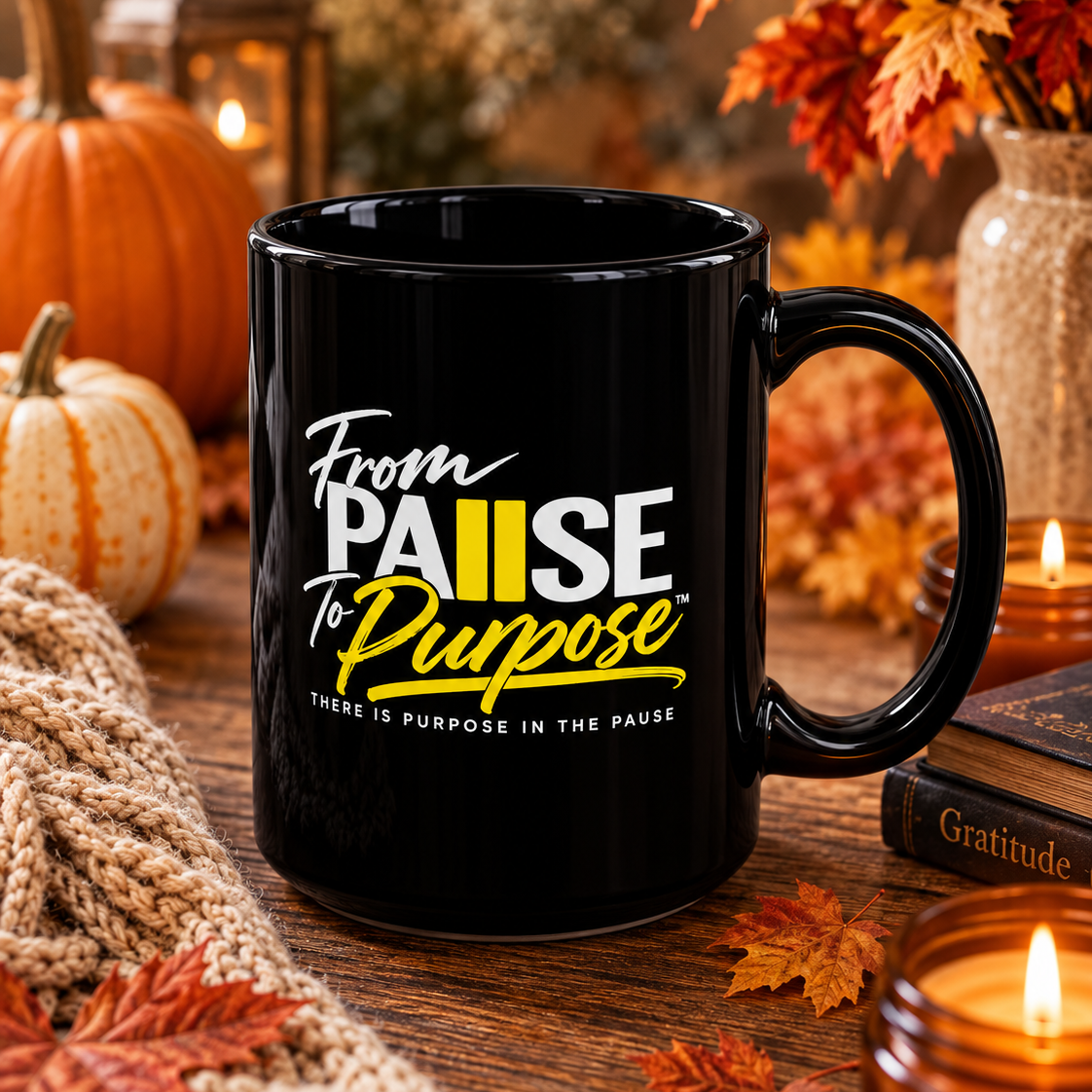 From Pause to Purpose Black Mug