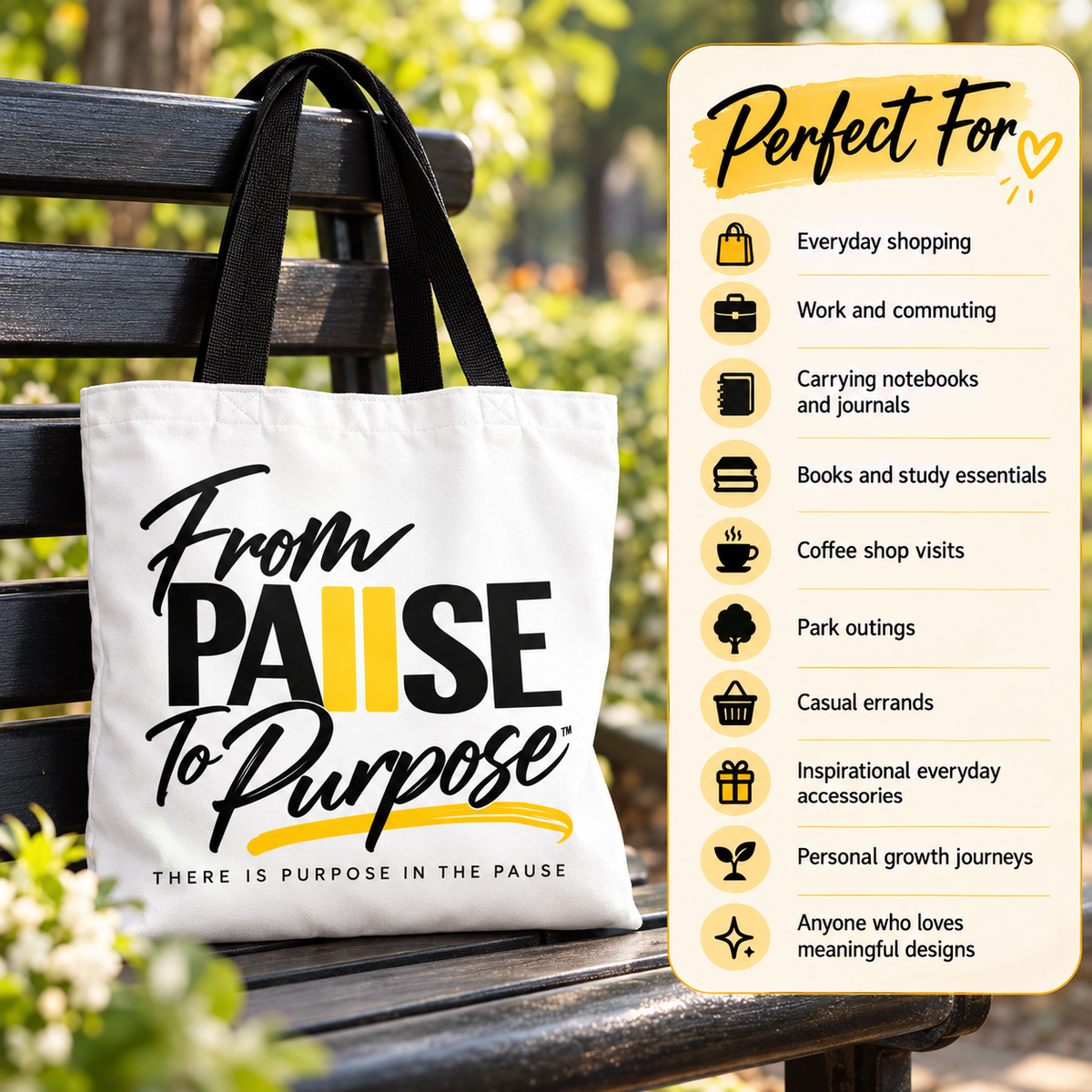 From Pause to Purpose Tote Bag