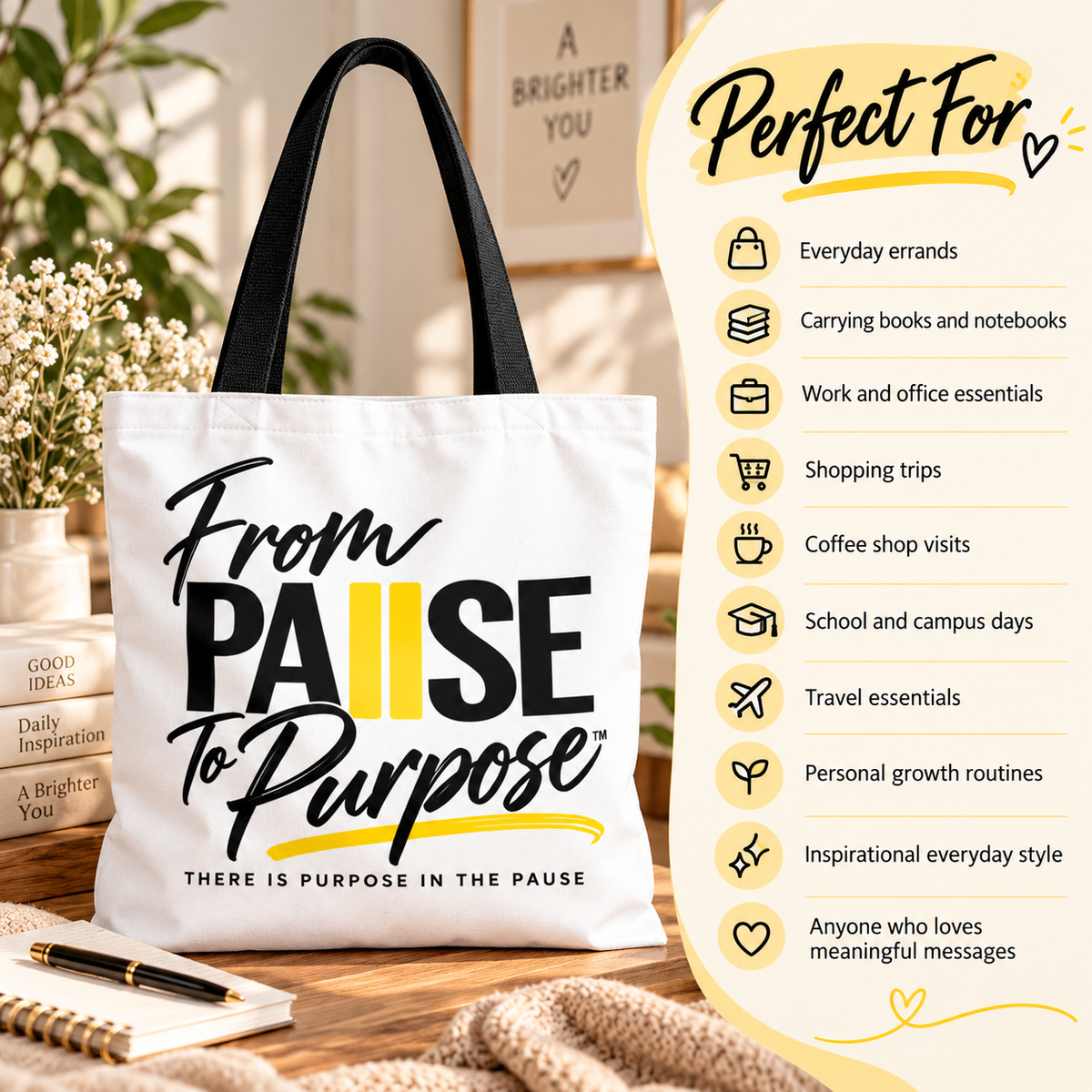 From Pause to Purpose Tote Bag