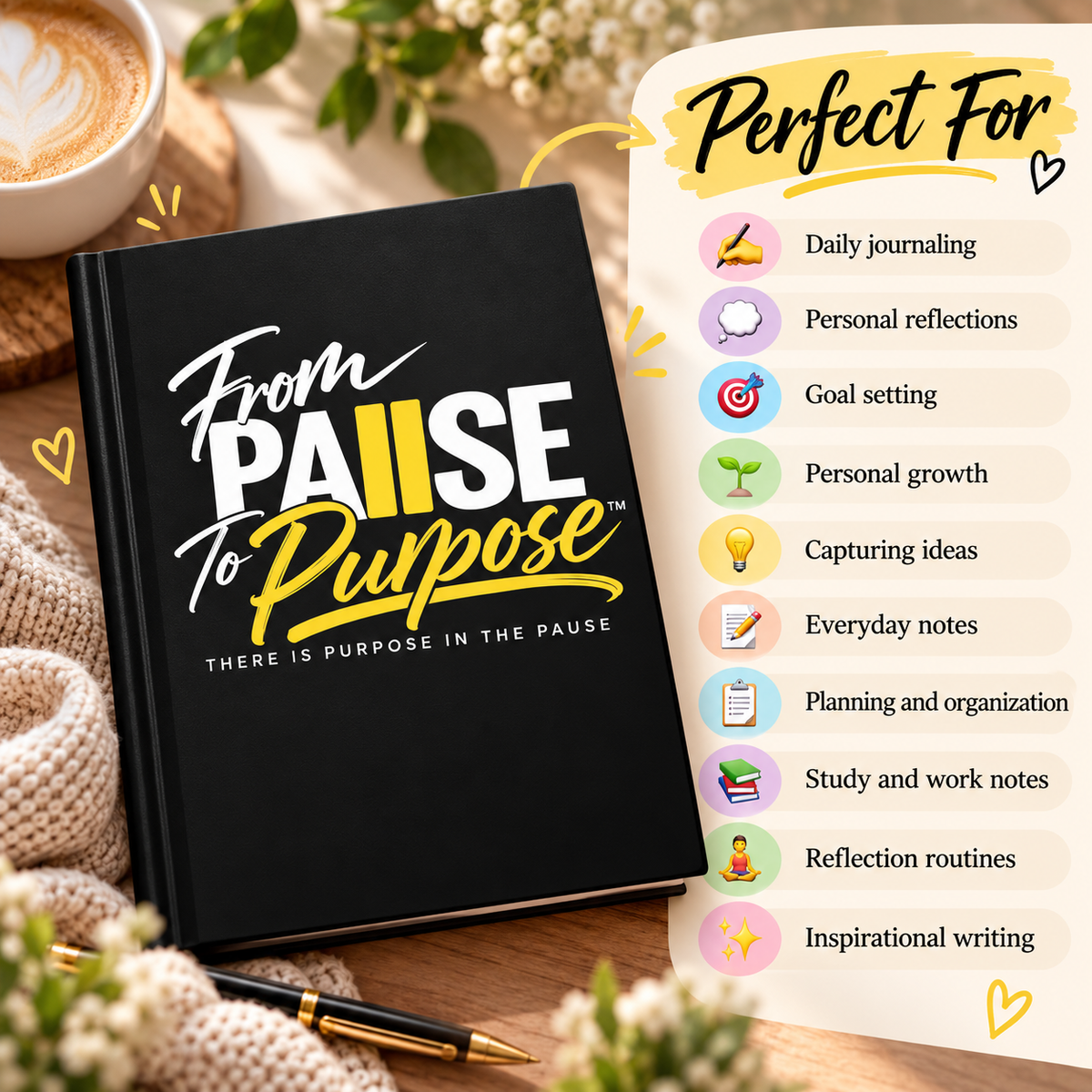 From Pause to Purpose Hardcover Journal