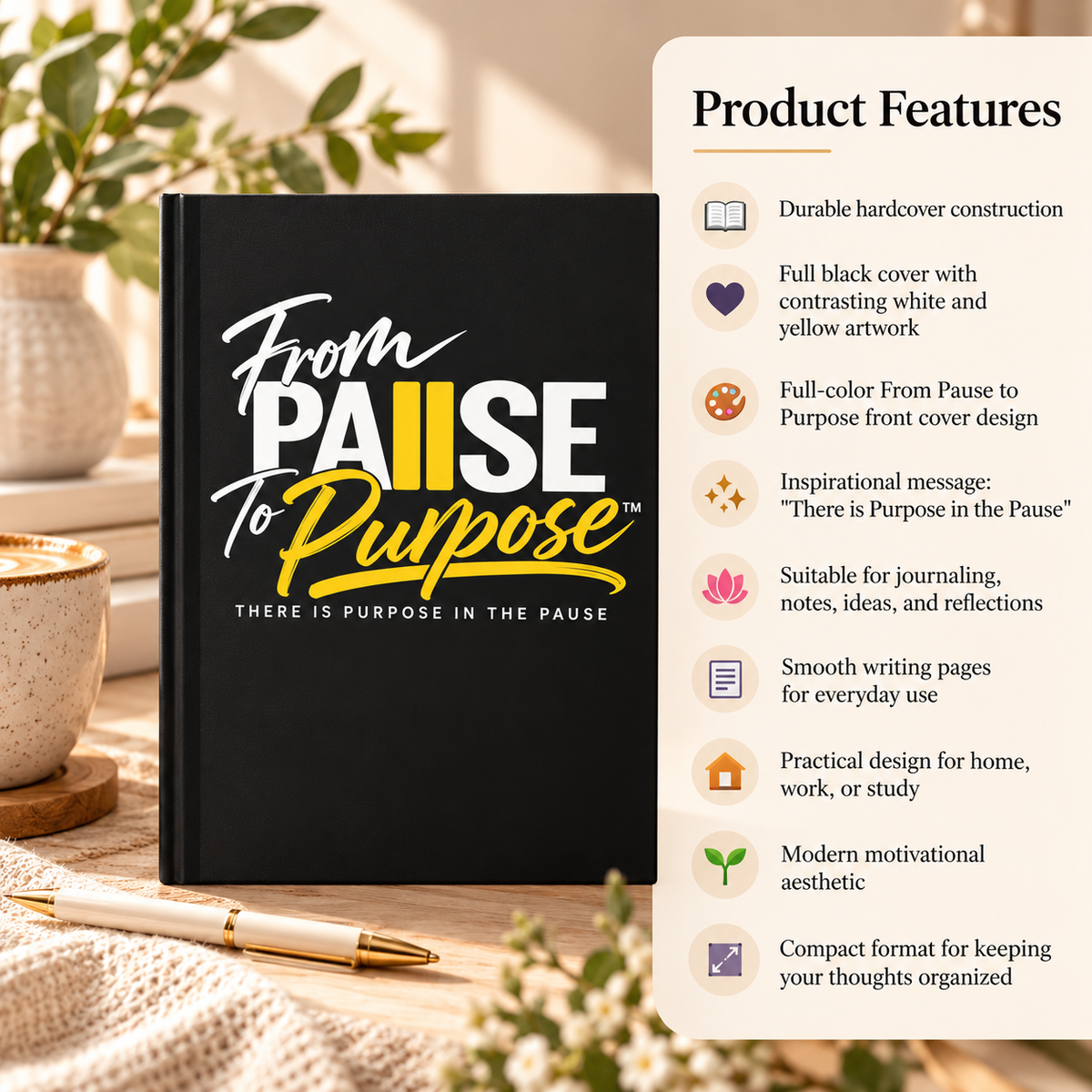 From Pause to Purpose Hardcover Journal