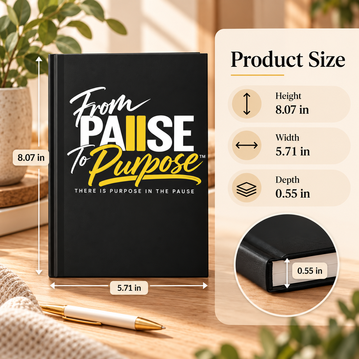 From Pause to Purpose Hardcover Journal