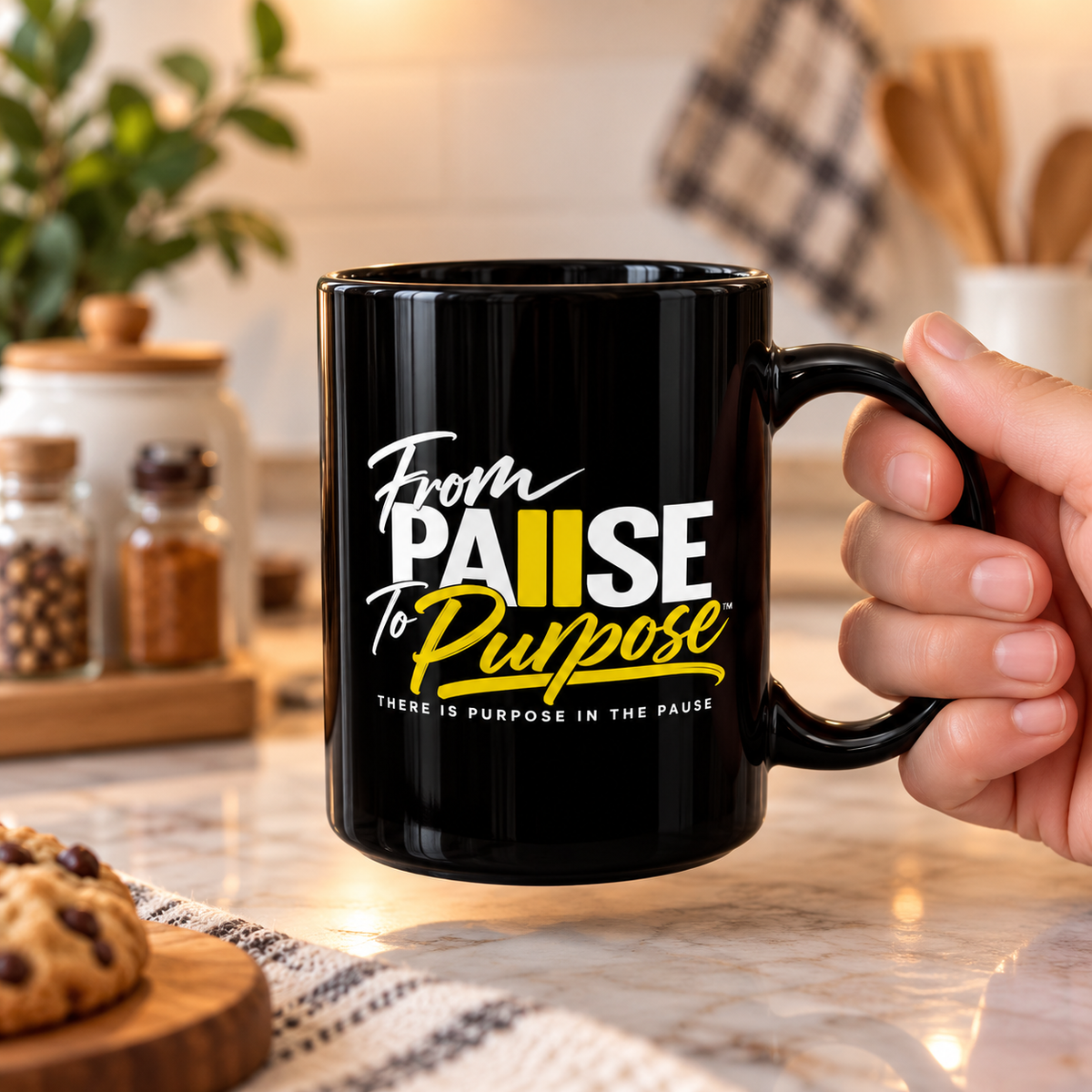 From Pause to Purpose Black Mug