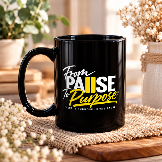From Pause to Purpose Black Mug