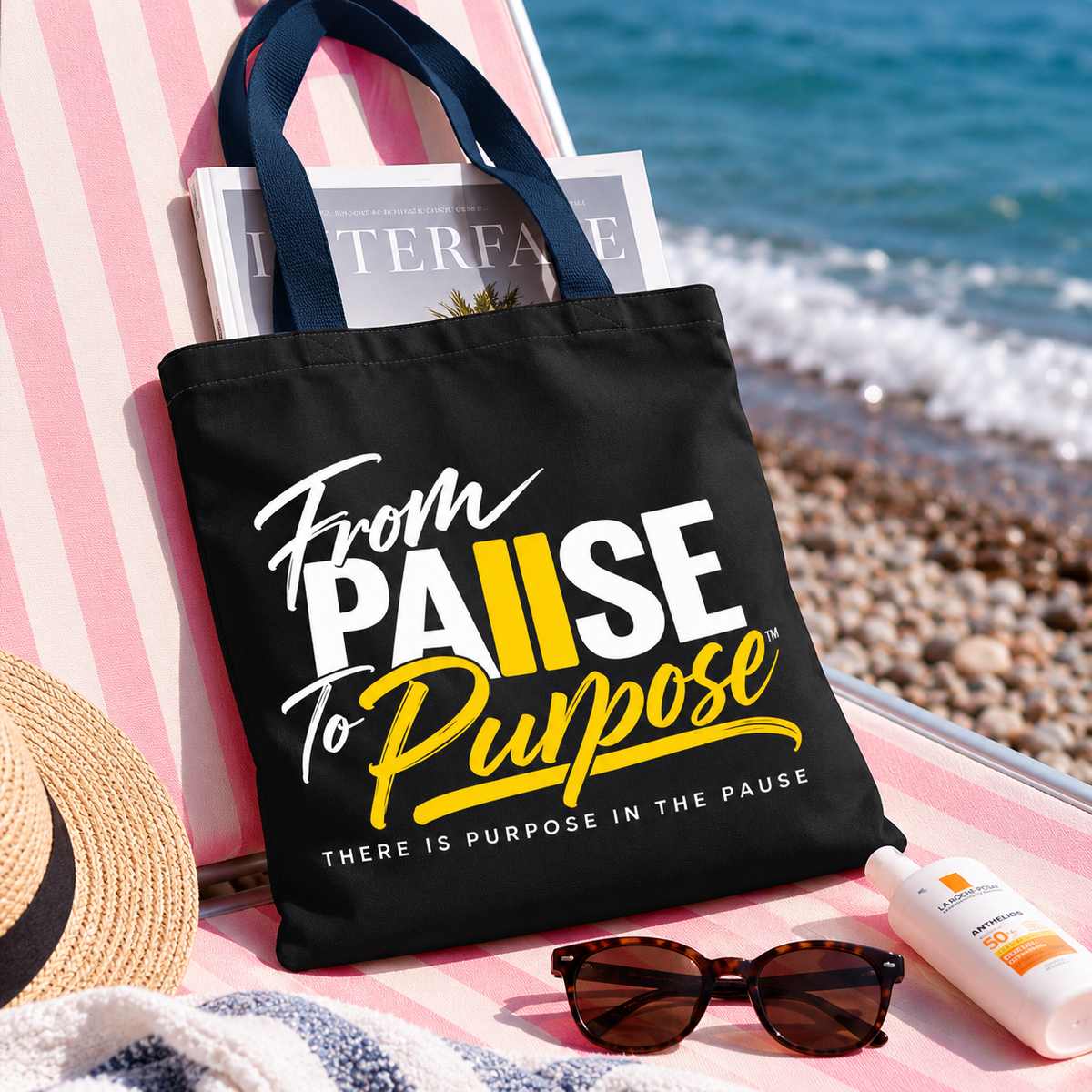 From Pause to Purpose Black Tote Bag