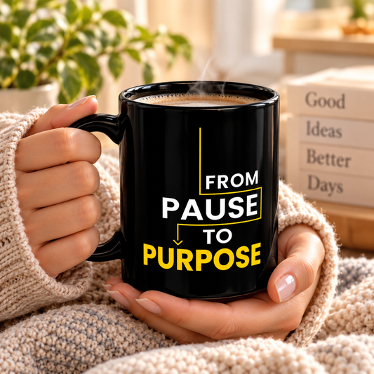 From Pause to Purpose Black Mug