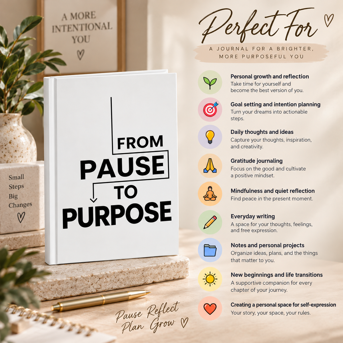 From Pause to Purpose Hardcover Journal