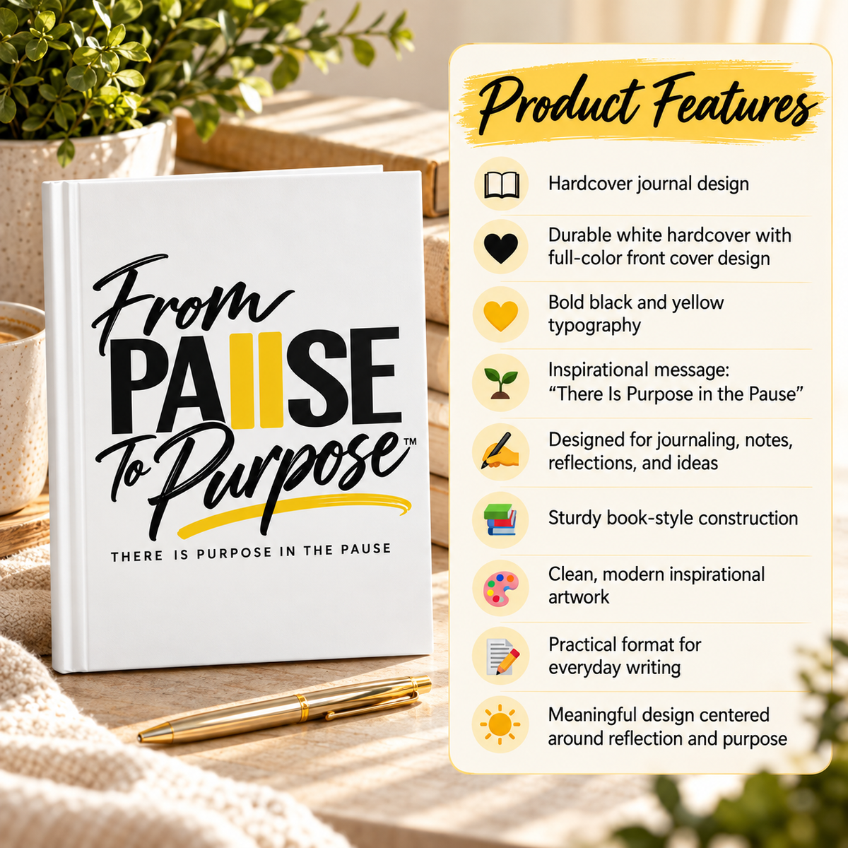 From Pause to Purpose Hardcover Journal