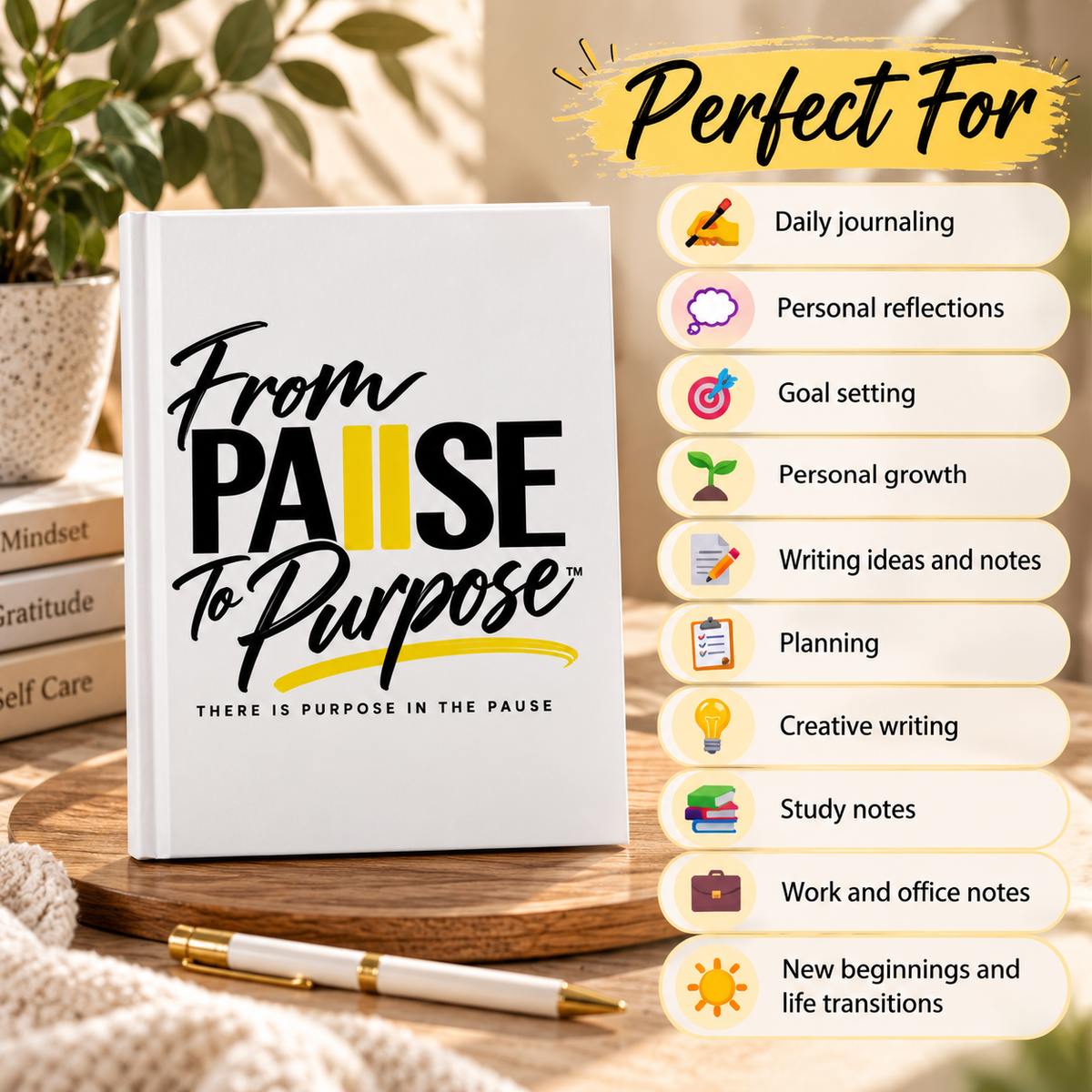From Pause to Purpose Hardcover Journal